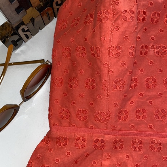J. CREW Orange Eyelet Strapless Dress - Picture 4 of 12